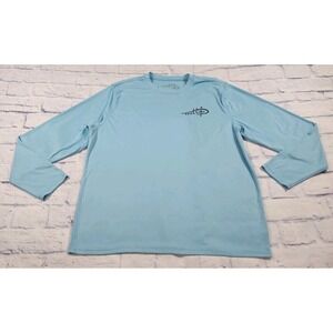Reel Life MENS SIZE L Long Sleeve Performance Fishing Outdoors Shirt Blue